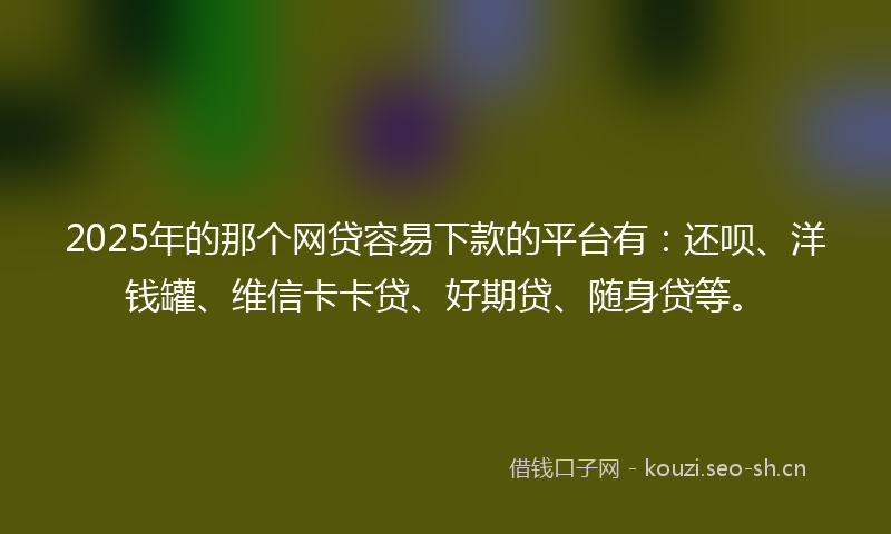 2025年的那个网贷容易下款的平台有：还呗、洋钱罐、维信卡卡贷、好期贷、随身贷等。