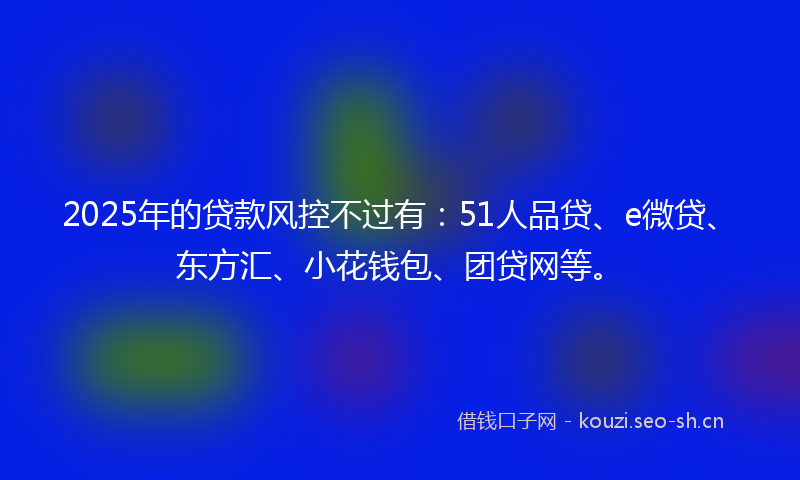 2025年的贷款风控不过有：51人品贷、e微贷、东方汇、小花钱包、团贷网等。