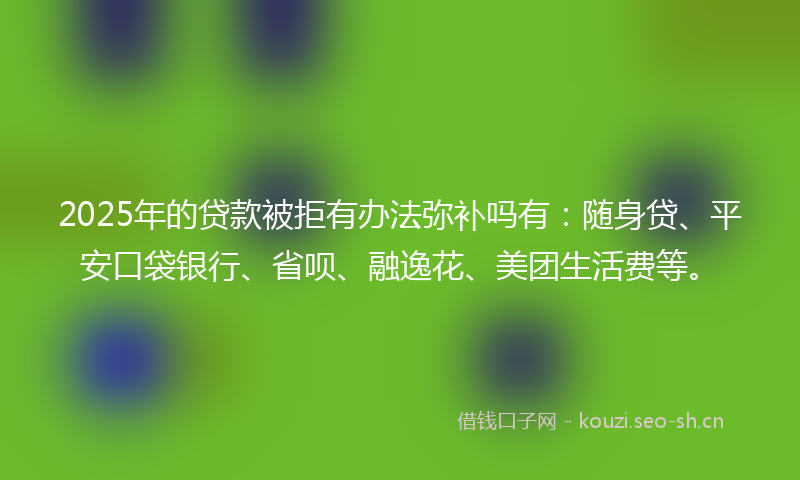 2025年的贷款被拒有办法弥补吗有：随身贷、平安口袋银行、省呗、融逸花、美团生活费等。