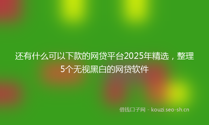 还有什么可以下款的网贷平台2025年精选,整理5个无视黑白的网贷软件