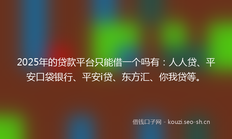 2025年的贷款平台只能借一个吗有：人人贷、平安口袋银行、平安i贷、东方汇、你我贷等。