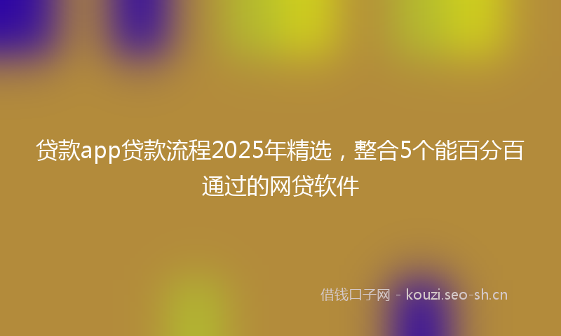 贷款app贷款流程2025年精选，整合5个能百分百通过的网贷软件