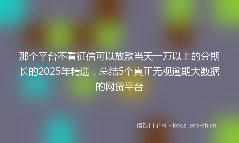 那个平台不看征信可以放款当天一万以上的分期长的2025年精选，总结5个真正无视逾期大数据的网贷平台