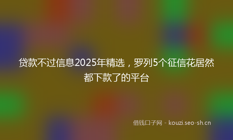 贷款不过信息2025年精选，罗列5个征信花居然都下款了的平台