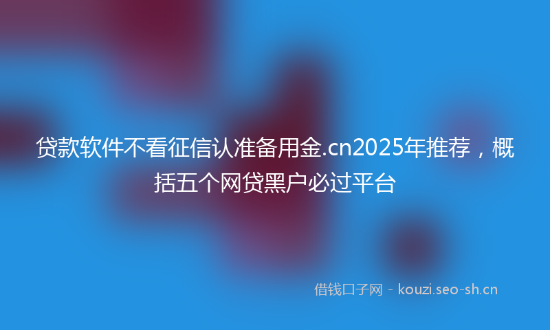 贷款软件不看征信认准备用金.cn2025年推荐，概括五个网贷黑户必过平台