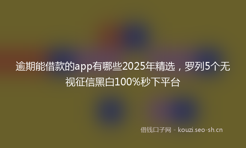 逾期能借款的app有哪些2025年精选，罗列5个无视征信黑白100%秒下平台
