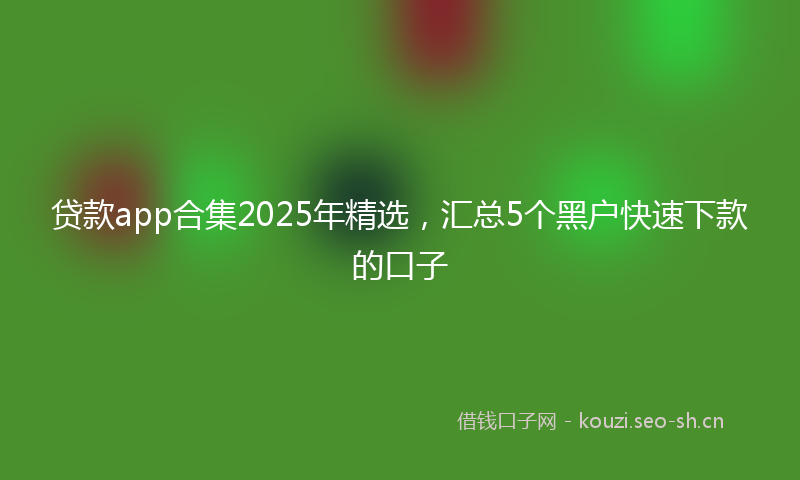 贷款app合集2025年精选，汇总5个黑户快速下款的口子