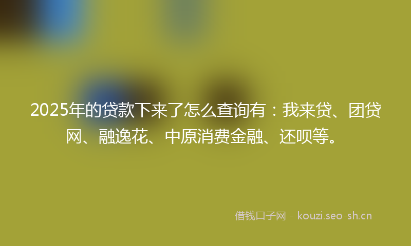 2025年的贷款下来了怎么查询有：我来贷、团贷网、融逸花、中原消费金融、还呗等。