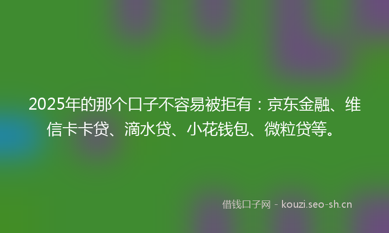 2025年的那个口子不容易被拒有：京东金融、维信卡卡贷、滴水贷、小花钱包、微粒贷等。