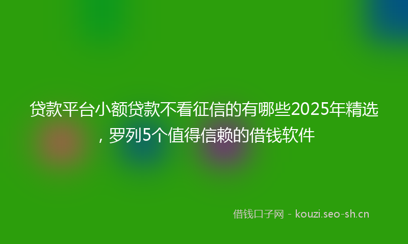 贷款平台小额贷款不看征信的有哪些2025年精选，罗列5个值得信赖的借钱软件
