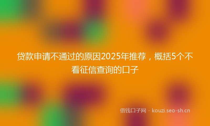 贷款申请不通过的原因2025年推荐，概括5个不看征信查询的口子
