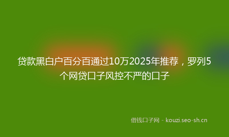 贷款黑白户百分百通过10万2025年推荐，罗列5个网贷口子风控不严的口子