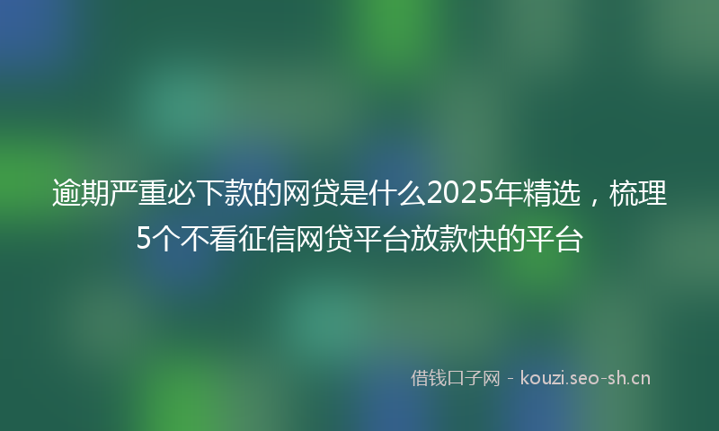 逾期严重必下款的网贷是什么2025年精选，梳理5个不看征信网贷平台放款快的平台