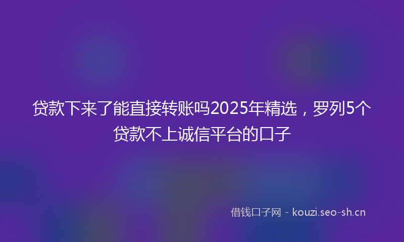 贷款下来了能直接转账吗2025年精选，罗列5个贷款不上诚信平台的口子