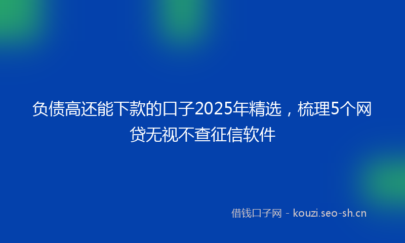 负债高还能下款的口子2025年精选，梳理5个网贷无视不查征信软件