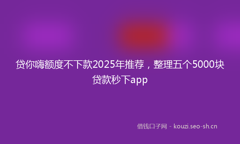 贷你嗨额度不下款2025年推荐，整理五个5000块贷款秒下app