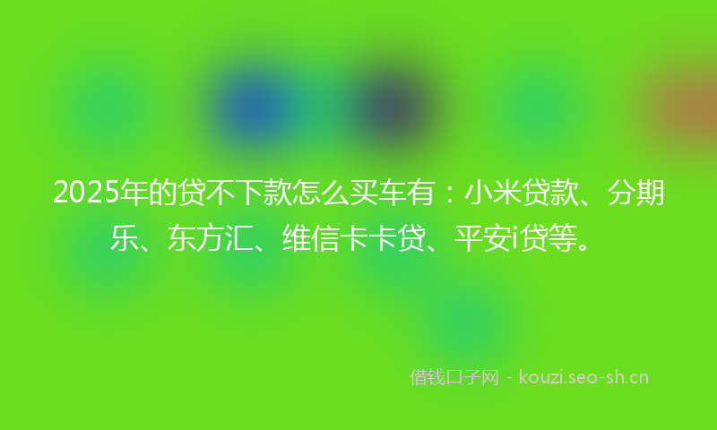 2025年的贷不下款怎么买车有：小米贷款、分期乐、东方汇、维信卡卡贷、平安i贷等。