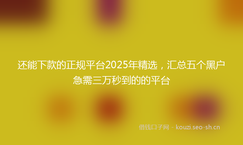 还能下款的正规平台2025年精选,汇总五个黑户急需三万秒到的的平台