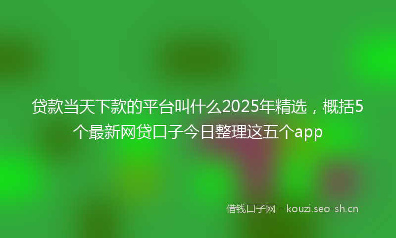 贷款当天下款的平台叫什么2025年精选，概括5个最新网贷口子今日整理这五个app