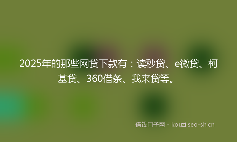 2025年的那些网贷下款有：读秒贷、e微贷、柯基贷、360借条、我来贷等。