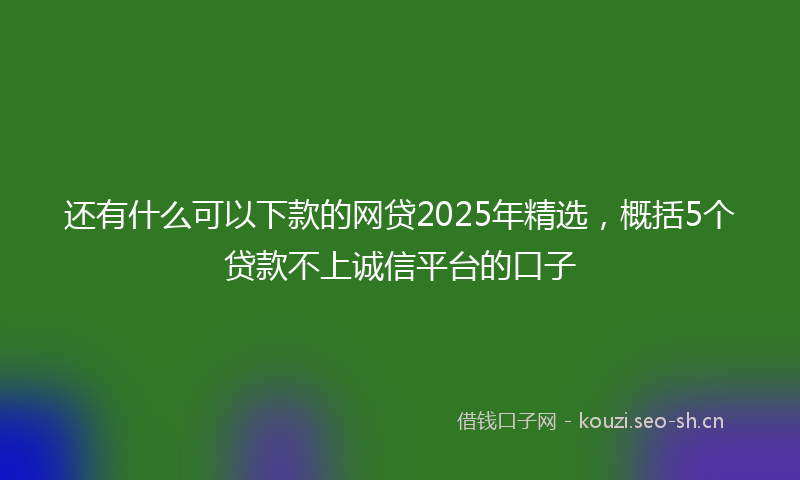 还有什么可以下款的网贷2025年精选，概括5个贷款不上诚信平台的口子