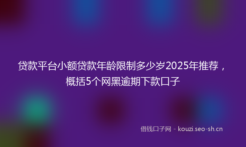 贷款平台小额贷款年龄限制多少岁2025年推荐，概括5个网黑逾期下款口子