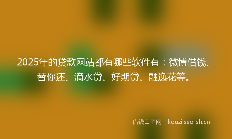 2025年的贷款网站都有哪些软件有：微博借钱、替你还、滴水贷、好期贷、融逸花等。