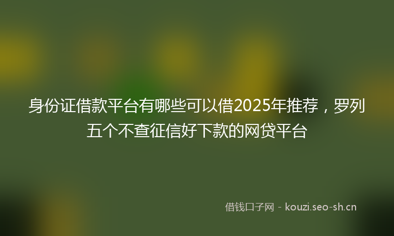 身份证借款平台有哪些可以借2025年推荐，罗列五个不查征信好下款的网贷平台