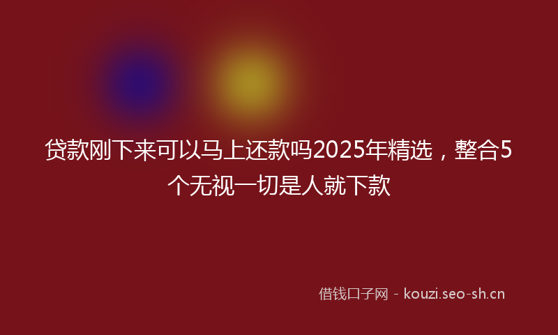 贷款刚下来可以马上还款吗2025年精选，整合5个无视一切是人就下款