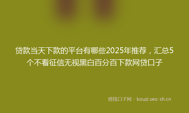 贷款当天下款的平台有哪些2025年推荐，汇总5个不看征信无视黑白百分百下款网贷口子