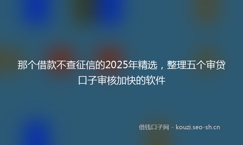 那个借款不查征信的2025年精选，整理五个审贷口子审核加快的软件
