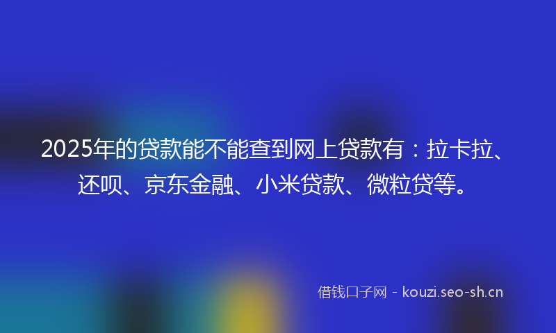 2025年的贷款能不能查到网上贷款有：拉卡拉、还呗、京东金融、小米贷款、微粒贷等。
