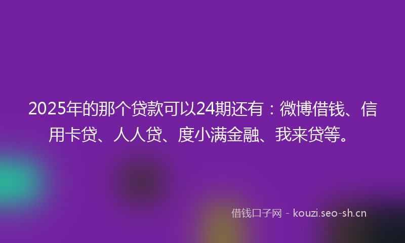 2025年的那个贷款可以24期还有：微博借钱、信用卡贷、人人贷、度小满金融、我来贷等。