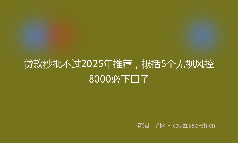 贷款秒批不过2025年推荐，概括5个无视风控8000必下口子