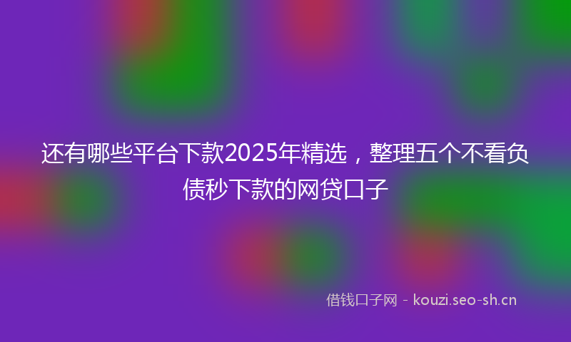 还有哪些平台下款2025年精选,整理五个不看负债秒下款的网贷口子