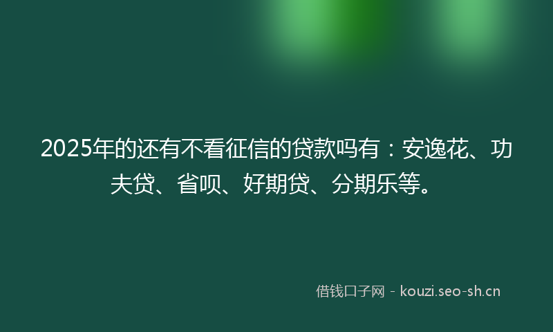 2025年的还有不看征信的贷款吗有：安逸花、功夫贷、省呗、好期贷、分期乐等。