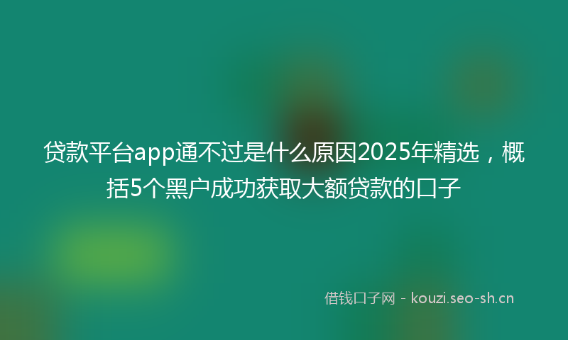 贷款平台app通不过是什么原因2025年精选，概括5个黑户成功获取大额贷款的口子
