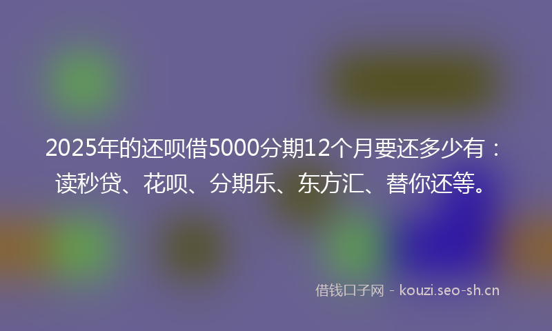2025年的还呗借5000分期12个月要还多少有：读秒贷、花呗、分期乐、东方汇、替你还等。