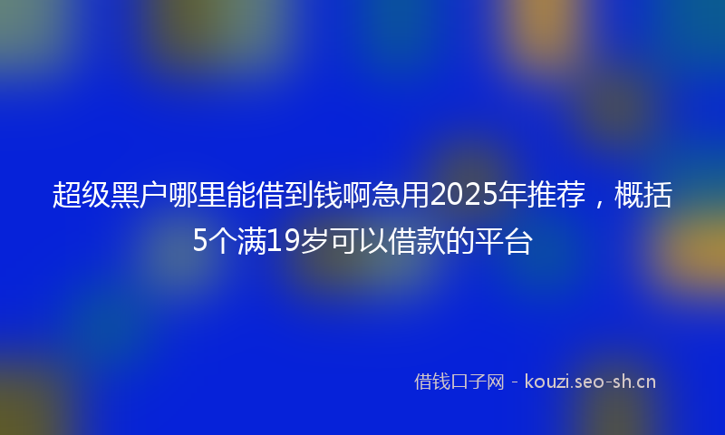 超级黑户哪里能借到钱啊急用2025年推荐，概括5个满19岁可以借款的平台