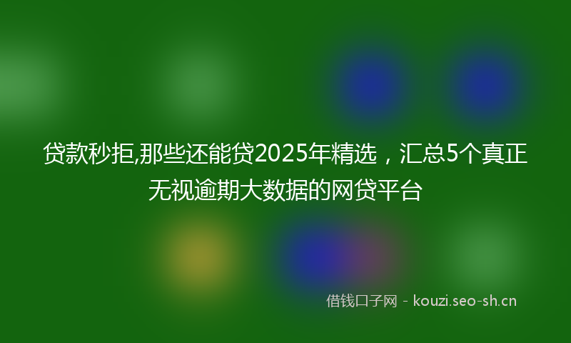 贷款秒拒,那些还能贷2025年精选，汇总5个真正无视逾期大数据的网贷平台