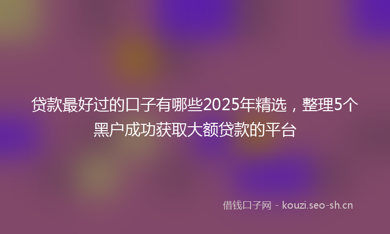 贷款最好过的口子有哪些2025年精选，整理5个黑户成功获取大额贷款的平台