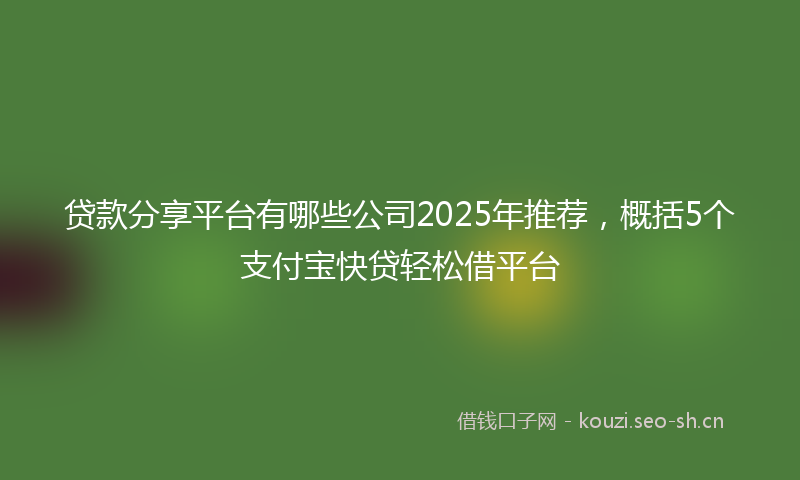 贷款分享平台有哪些公司2025年推荐，概括5个支付宝快贷轻松借平台