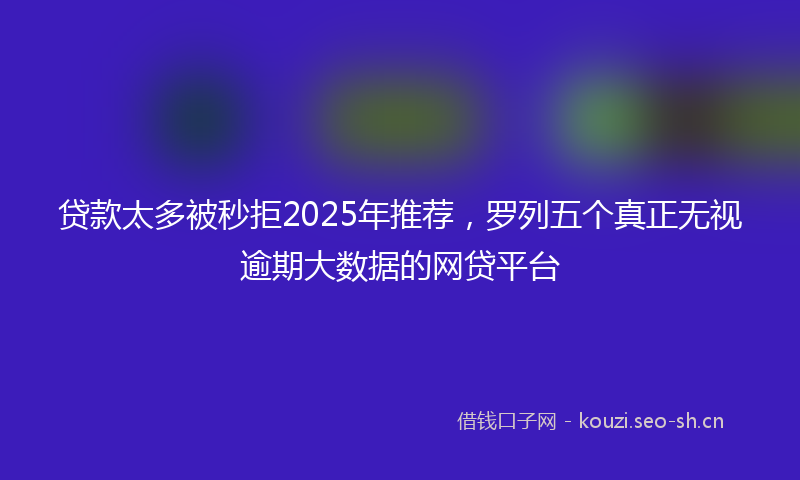 贷款太多被秒拒2025年推荐，罗列五个真正无视逾期大数据的网贷平台