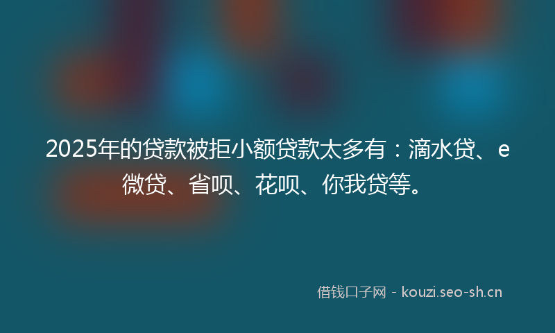 2025年的贷款被拒小额贷款太多有：滴水贷、e微贷、省呗、花呗、你我贷等。