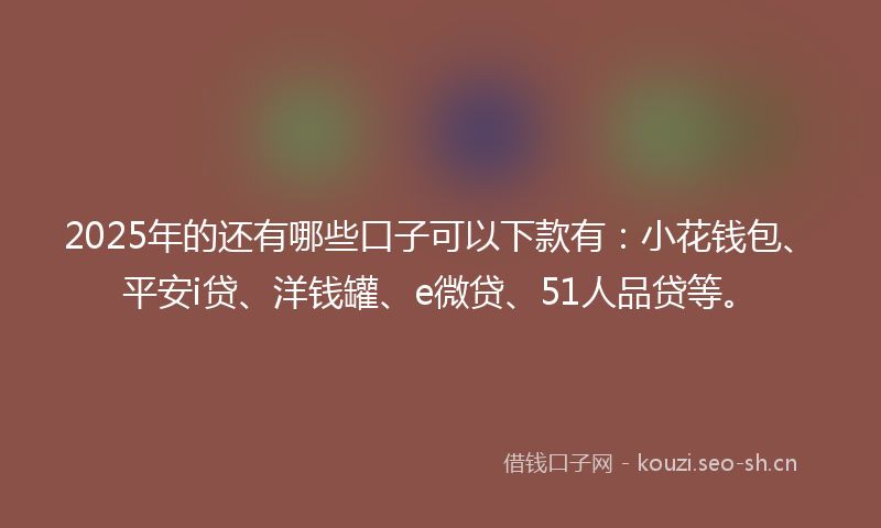 2025年的还有哪些口子可以下款有：小花钱包、平安i贷、洋钱罐、e微贷、51人品贷等。