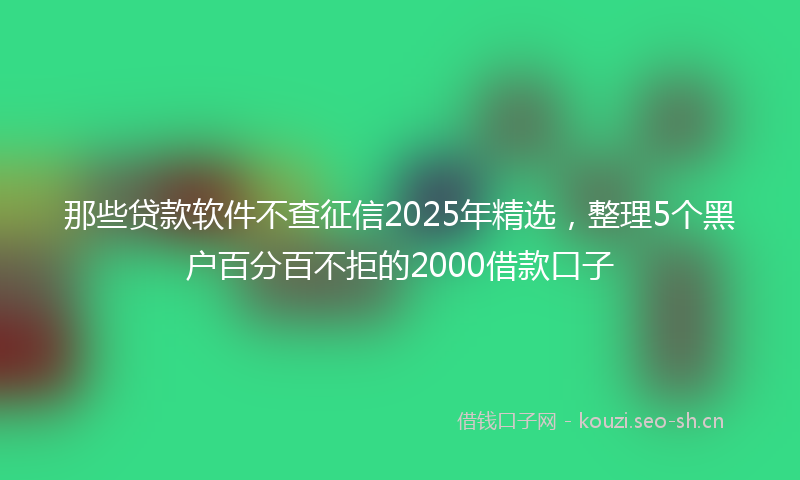 那些贷款软件不查征信2025年精选，整理5个黑户百分百不拒的2000借款口子