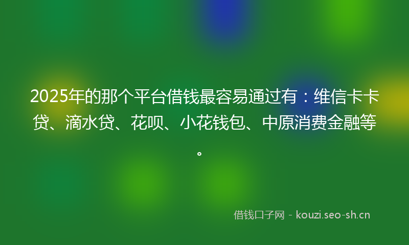 2025年的那个平台借钱最容易通过有：维信卡卡贷、滴水贷、花呗、小花钱包、中原消费金融等。