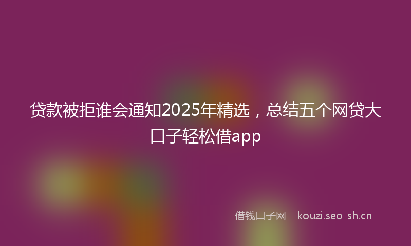贷款被拒谁会通知2025年精选,总结五个网贷大口子轻松借app