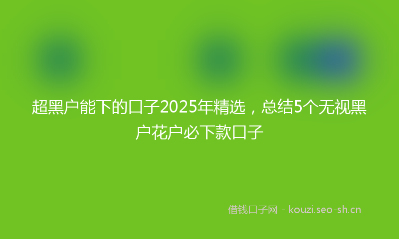 超黑户能下的口子2025年精选，总结5个无视黑户花户必下款口子