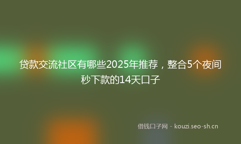 贷款交流社区有哪些2025年推荐，整合5个夜间秒下款的14天口子